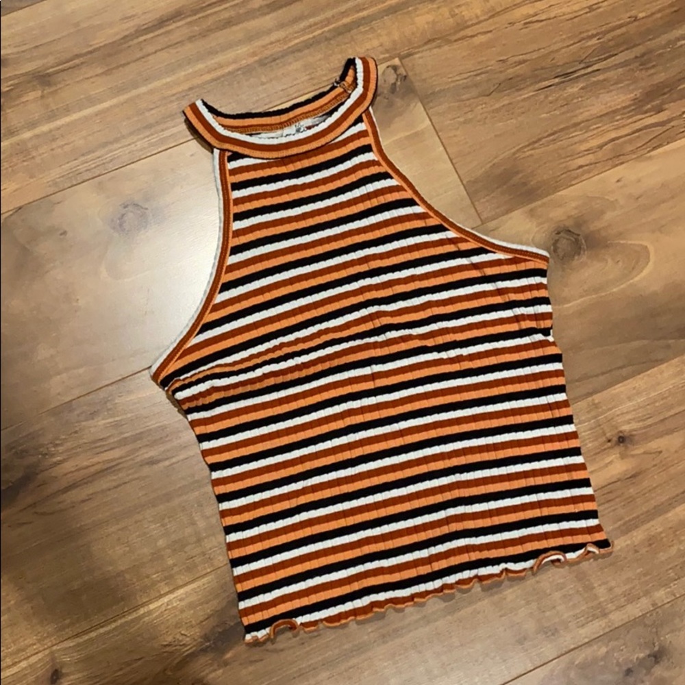 Stripped high neck crop top
